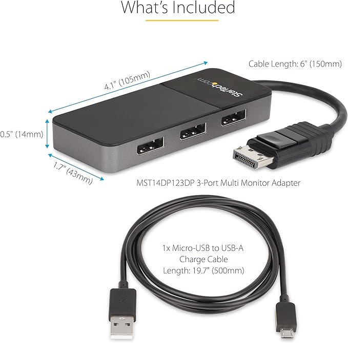 StarTech.com 3-Port DisplayPort 1.4 Splitter, DisplayPort to 3x DP