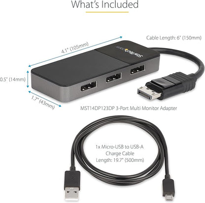 StarTech.com 3-Port DisplayPort 1.4 Splitter, DisplayPort to 3x DP