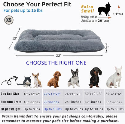 Dog Crate Bed for Extra Small Dogs Washable & Anti-Slip Ultra Soft Dog Beds Kennel Pad for Pets Cozy Sleeping Mat, Dark Grey 22inch