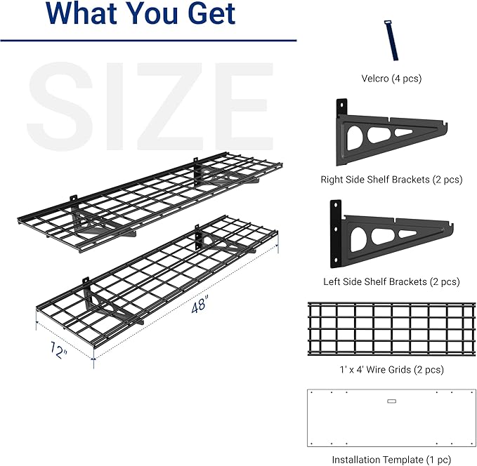FLEXIMOUNTS 2-Pack 1x4ft 12-inch-by-48-inch Wall Shelf Garage Storage Rack Wall