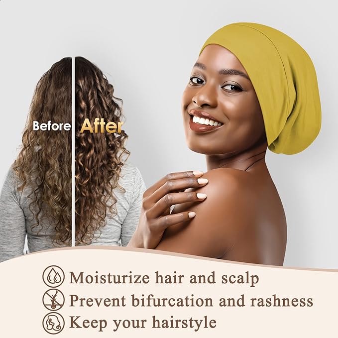 OLESILK 100% Mulberry Silk Bonnet for Sleeping Women, Silk Hair Wrap for Sleeping, Yellow