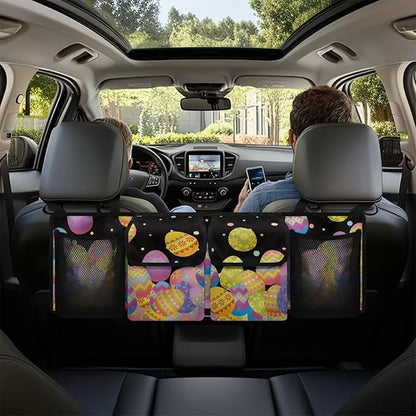 Easter Eggs Car Trunk Organizer for Women Cute Girls Hanging Cargo Storage Bag Sturdy Back Seat Car Organizer,Frees Trunk Floor