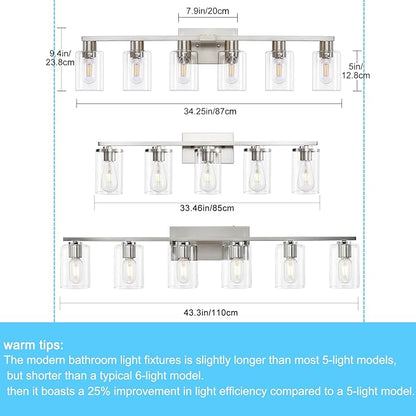6 Light Bathroom Light Fixtures, Bathroom Vanity Light