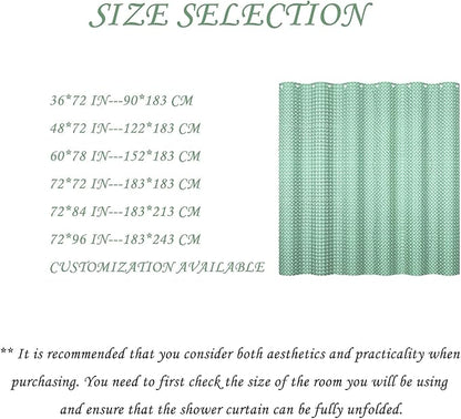 ggaimwf 36x72 Inch Solid Color Shower Curtain for Bathroom Waffle Bath Water Resistant Fabric Curtains Celadon Green Modern Thick Shower Stall Curtain with Metal Hooks