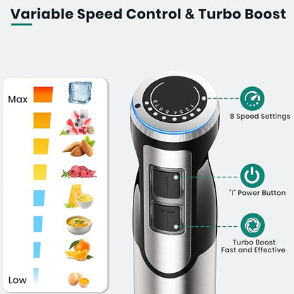 1800W Immersion Blender Handheld 4-in-1 Hand Blender Stick