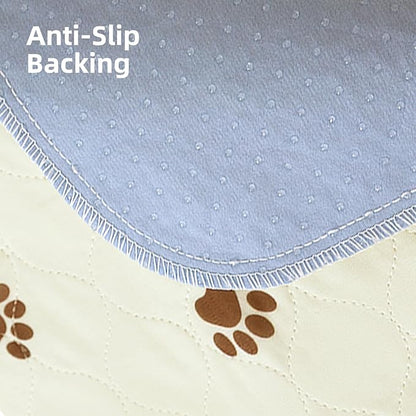 PUPTECK Washable Pee Pads for Dogs - Waterproof Reusable Puppy Potty Training Pads Whelping Mat - Fast Absorption Non-Slip Pet Food Feeding Mat (Beige, 36x72 Inch (Pack of 2))