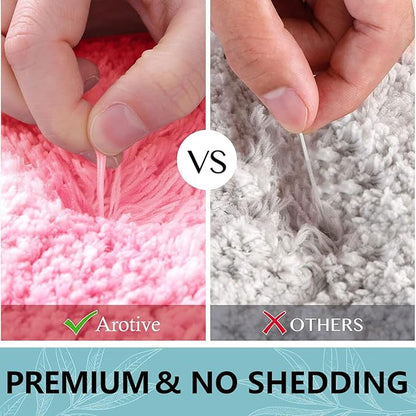 Arotive Microfiber Bathroom Rugs, Shaggy Soft and Absorbent Bath Rug, Non-Slip, Thick Plush Machine Washable Dry Bath Mats for Bathroom, Tub and Shower, 54x24, Pink, Rectangular