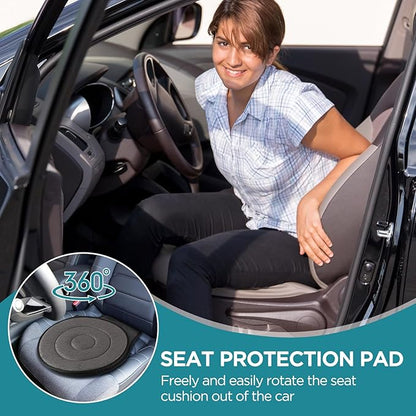 FACULX Rotating Seat for Car 360° Swivel Seat for Car for Elderly Non-Slip Portable Rotating Car Seat Pad for Driving, Chairs, Stool Chair, Ergonomic Design (Gray)