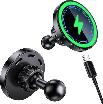 Magnetic Wireless Charging Phone Holder with 1 inch Ball Mount for MagSafe, Metal 1” (25mm) Ball for MagSafe Charger Compatible with RAM Mounts B Size Double Socket Arm