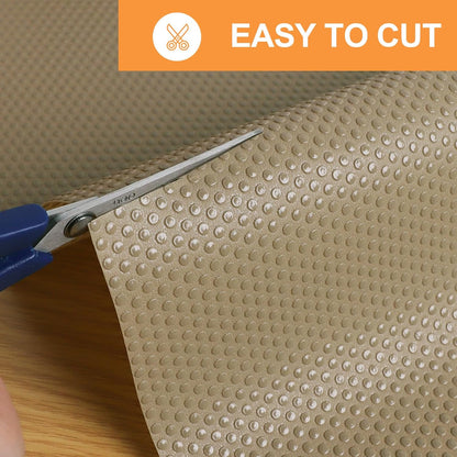 FLPMIX Shelf Liners for Kitchen Cabinets: Waterproof Non-Adhesive Drawer Liner - 12" x 120" Khaki Easy to Cut Cupboard Mat for Pantry Shelves