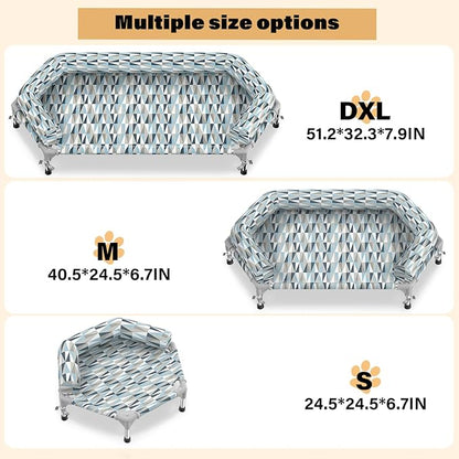 Pyowmgd Orthopedic Dog Bed - Beds Bolster,Cooling Elevated Dog Beds with Metal Frame,Raised Dogs Bed,Easy to Assemble,Up to 80 lbs,Medium