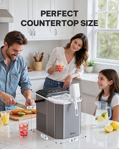 Silonn Ice Maker Countertop, Stainless Steel Portable Ice Machine