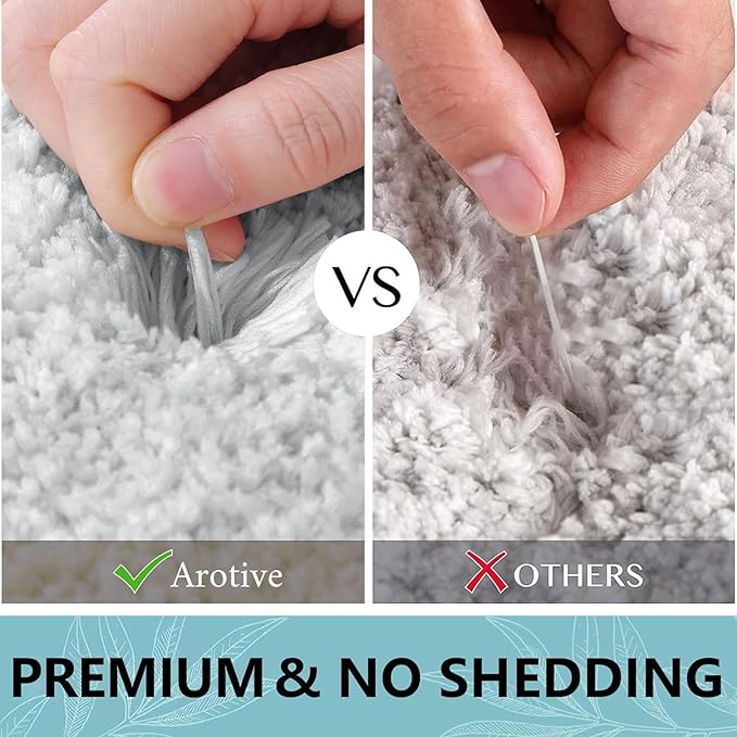 Arotive Microfiber Bathroom Rugs, Shaggy Soft and Absorbent Bath Rug, Non-Slip, Thick Plush Machine Washable Dry Bath Mats for Bathroom, Tub and Shower, 47x24, Light Grey, Rectangular