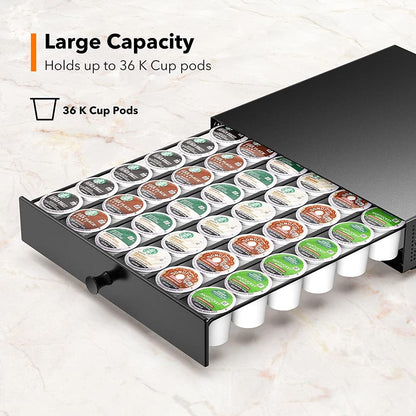 SICHEER K Cup Organization Storage Drawer Maker K Cup Holder Coffee Pod Organizer Stand Tray Counter Rack Countertop Maker Stand Capsules Compatible with Keurig Accessories Holds 36 Pods