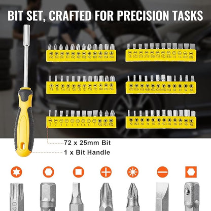 VEVOR Mechanics Tool Set 207 Pieces 1/4" 3/8" 1/2" Drive Sockets -SAE and