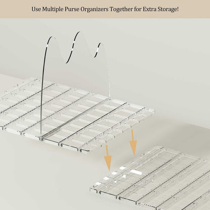 Purse Organizer for Closet - 2 Pack Acrylic Clear Shelf Dividers, Adjustable Bag Handbag Book Storage Organizer for Bedroom Office, Cloud