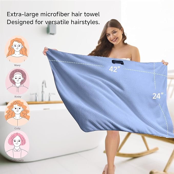 YHPDYL 2-Pack Women's Microfiber Hair Towel Wrap - 50% Faster Dry, Ultra-Absorbent & Anti-Frizz. Ideal for Long/Curly Hair. 27.5x39.4 Oversized, Lightweight for Travel, Gym, Spa & Home