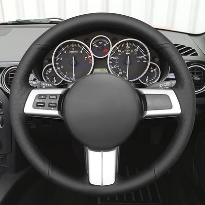 MEWANT Car Steering Wheel Cover for Mazda MX-5 2016 2017 2018 2019 Hand-Stitched Leather Car Steering Wheel Wrap
