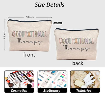 IWXYI Boho Therapist Occupational Therapy Makeup Bag, White, Rectangular, Zipper Closure, Perfect for Everyday Use, Travel, Storage