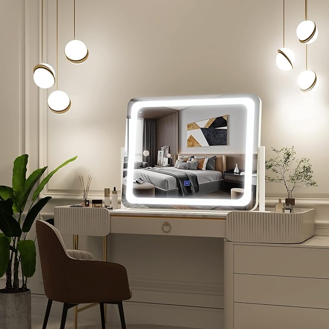 FENNIO Vanity Mirror with Lights 22''x17'' Makeup Mirror with Lights, Vanity
