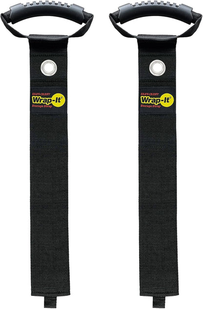 Easy-Carry Wrap-It Storage Straps - 36” (2-Pack) Black with Grommet - Heavy Duty Cord Carrying Strap Keeper and Extension Cord Organizer