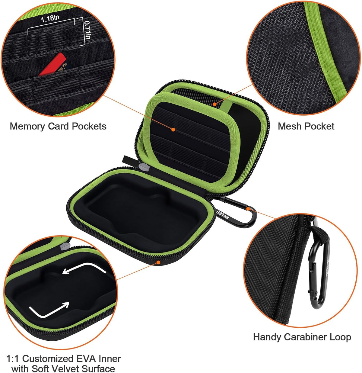 Hard Case for SanDisk Extreme Portable SSD 500GB 1TB 2TB 4TB 8TB External Solid State Drive Case -Custom-Insert Shockproof Protective Storage Travel Bag for SSD SD Card Holder (Green)