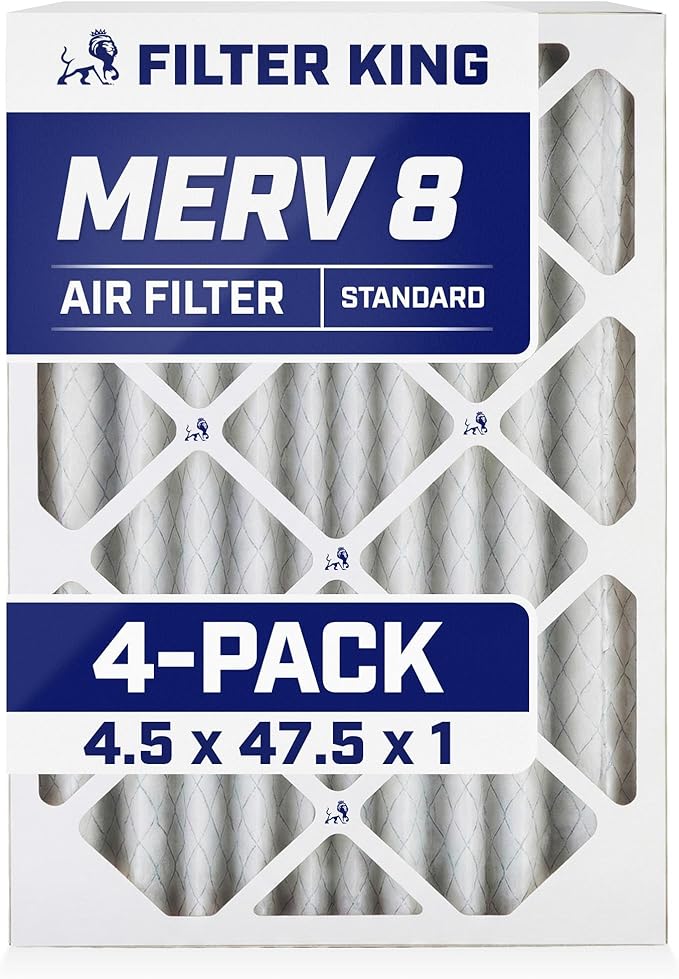Filter King 4.5x47.5x1 Air Filter | 4-PACK | MERV 8 HVAC Pleated A/C Furnace