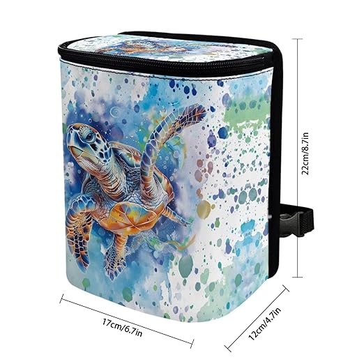 Watercolor Sea Turtle Car Garbage Can Organizers Storage Bag Bin Fit Most Vehicle Car Waste Basket Automobile Trash Bin Auto Accessories