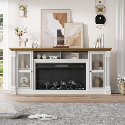 Farmhouse Fireplace TV Stand Up to 80" TVs, Media Console
