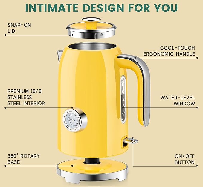 SUSTEAS Electric Kettle - 57oz Hot Tea Kettle Water Boiler