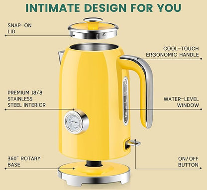 SUSTEAS Electric Kettle - 57oz Hot Tea Kettle Water Boiler