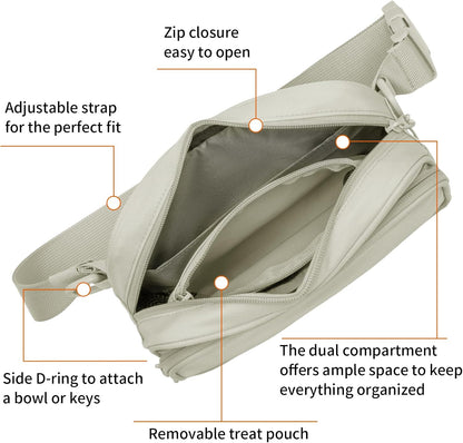 Dog Training Treat Pouch Fanny Pack,Dog Waist Belt,Dogs Walking Bag Crossbody with Poop Bags,Puppy Treat Bag Training Pouch (Khaki)