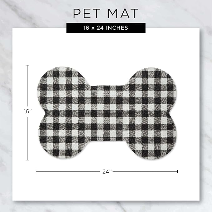 DII Braided Pet Mat Collection 100% Cotton, Bone Shape, Gray Eat Play Love