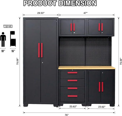 Garage Storage Cabinet System, 6-Pcs Garage Cabinets and Storage System Corner