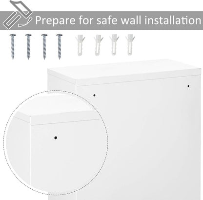 kleankin Steel Wall Mount Medicine Cabinet 3 Tier Emergency Box for Bathroom Kitchen, Lockable with 2 Keys, White