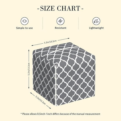 POIUBLE Tissue Box Holder Grey Quatrefoil Tissue Box Cover Square Leather Tissue Holder Organizer Portable Decorative Facial Paper Case for Home Office Bathroom Vanity Countertop