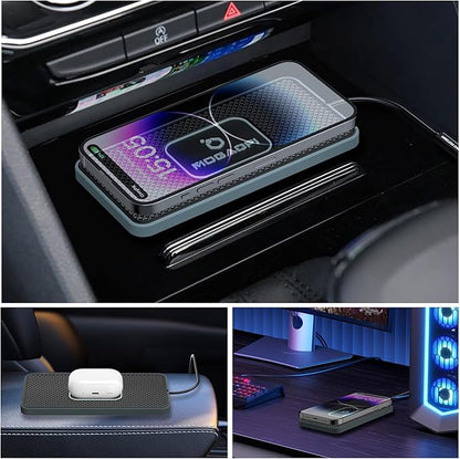 Wireless Charging Pad for Car, MOGAOPI 15W Type C Wireless Charger Car, PD20W Fast Car Charger Compatible with iPhone 16 Pro Max/15 Plus/14/13/12 AirPods Pro Samsung S23/S22/21 (30 cm Cable)