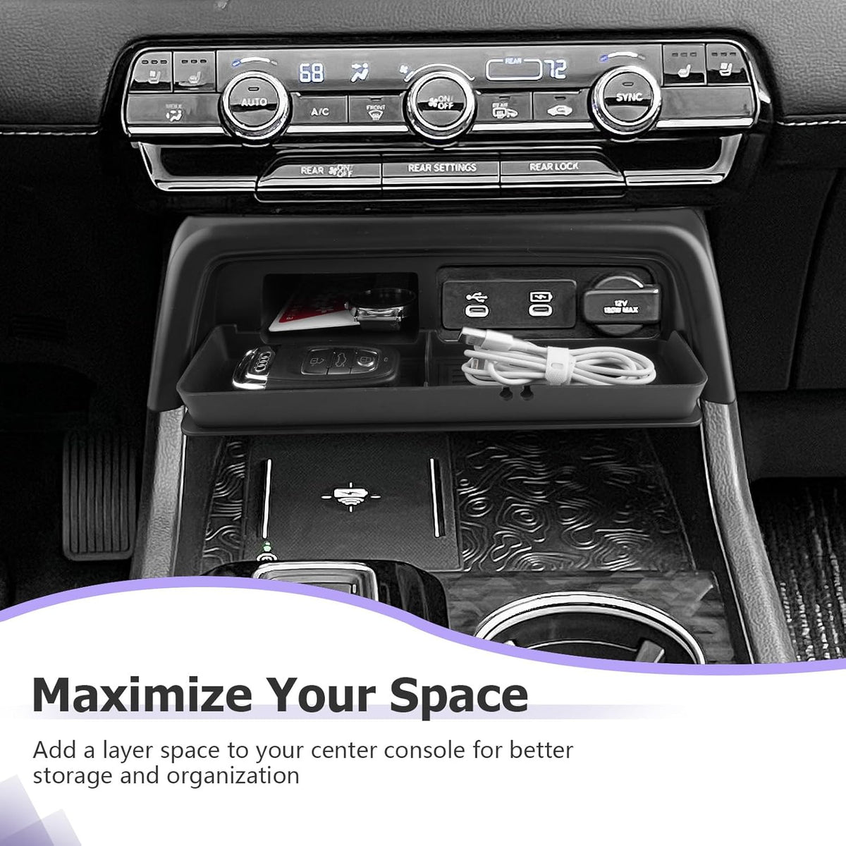LUWU 2026 Honda Passport Accessories Compatible with 2023 2024 2025 2026 Pilot & 2026 Passport Center Console Organizer, Armrest Storage Box Tray Organizer Insert Tray 2025 Pilot Accessories Black