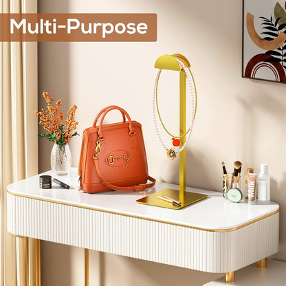 3 Pack Purse Display Stand, Handbag Purse Rack Stand Stainless Steel with Adjustable Height from 14.27" to 24" for Tabletop, Closet, Desk, and Retail Use - Metallic Gold