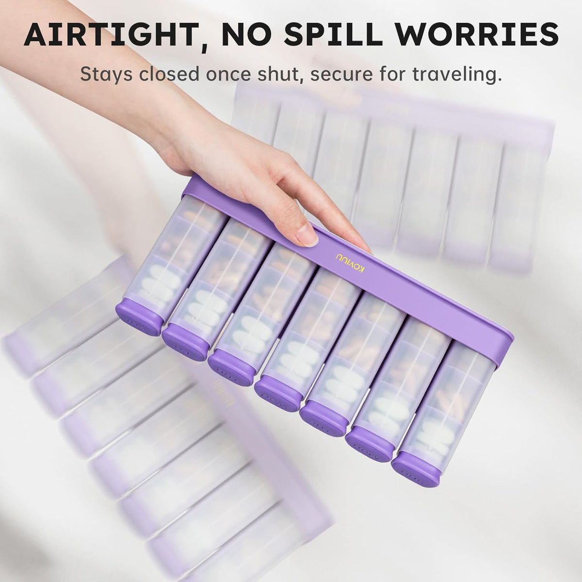 Weekly Pill Organizer 3X a Day, Detachable Pill Box 7 Day, Large 3 Times Daily Pill Case, Travel Pill Container Holder, Week Medication Dispenser Pillbox for Vitamin Supplement Medicine, Purple