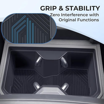 Center Console Cup Holder Inserts for Toyota Tacoma 2026 2025 2024, Silicone Front & Rear Cup Holder Liners Interior Accessories Cup Holders Covers Protector for 2024-2026 Tacoma, Black