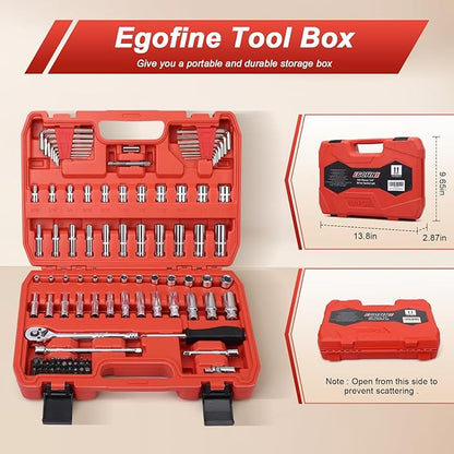 Egofine 1/4”Drive Socket Ratchet Wrench Set,