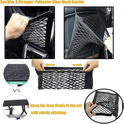 DYKESON Dog Car Net Barrier Pet Barrier with Car Mesh Organizer for Dog & Child, Safety Divider with Storage Pouch, Easy Install for Cars & SUVs