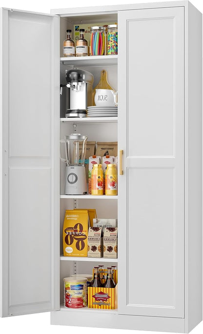 71" Tall Metal Storage Cabinet, Kitchen Pantry Storage Cabinets