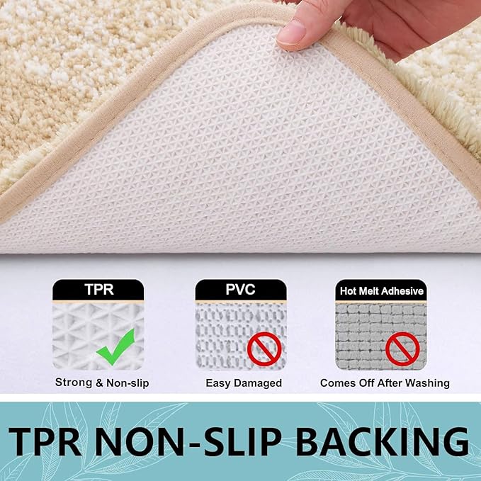 Arotive Microfiber Bathroom Rugs, Shaggy Soft and Absorbent Bath Rug, Non-Slip, Thick Plush Machine Washable Dry Bath Mats for Bathroom, Tub and Shower, 59x24, Camel, Rectangular
