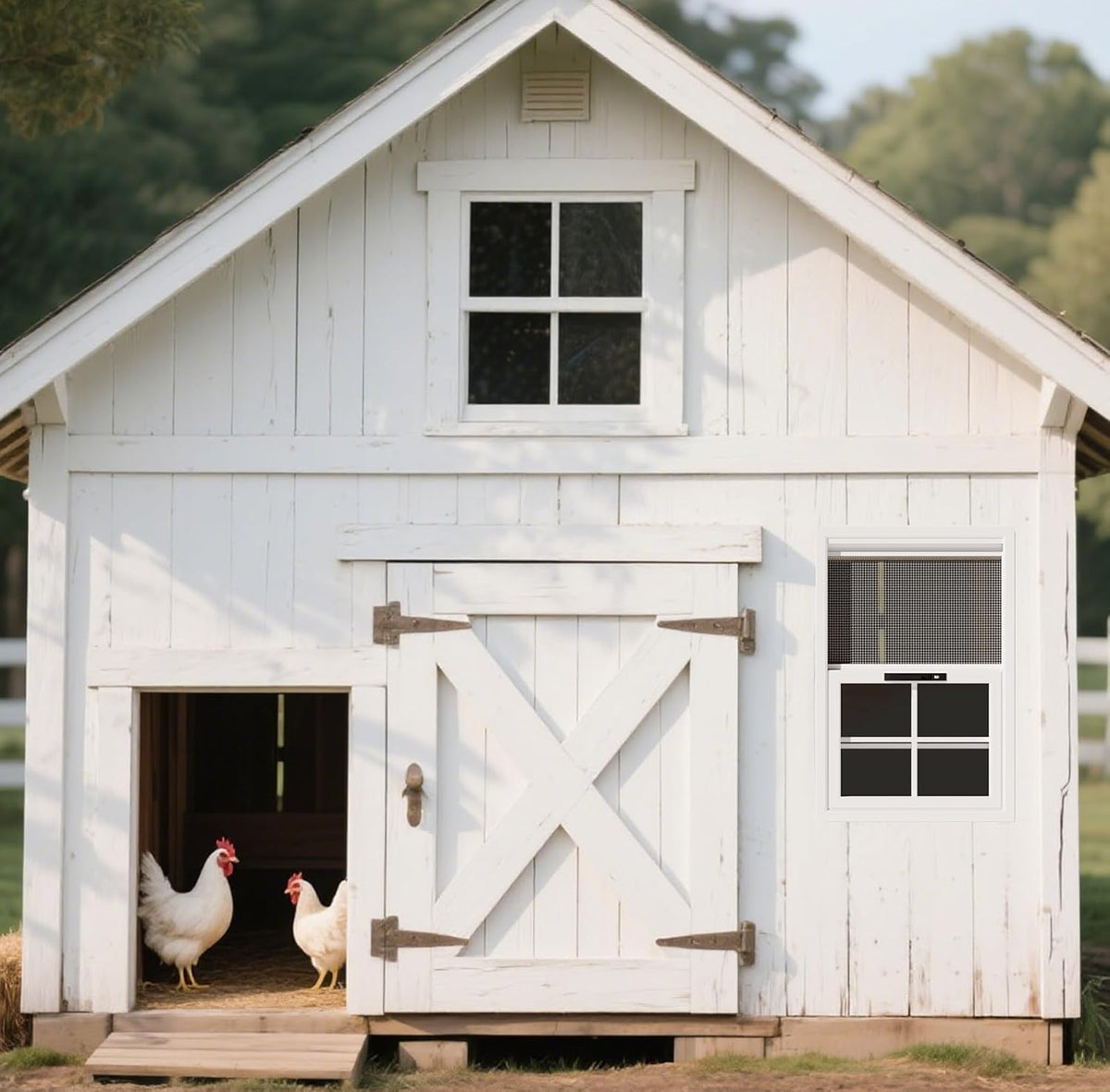 2 Pack 12" x 18"Shed Window, with Tempered Glass and Fiberglass Screen for Shed, Chicken Coop, Playhouse, Household, Garage