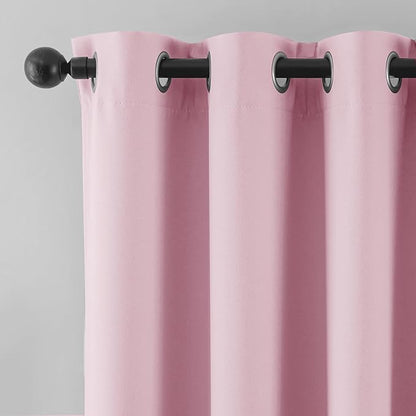 Beauoop Pink 100% Blackout Curtains 63 Inch Long 2 Panels