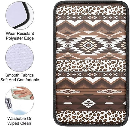 Tribal Aztec Center Console Cover Easy to Install Car Armrest Cushion Protector Protect from Pet Claws Soft Universal Fit for Vehicles,Cars,Suvs,Vans,Sedans