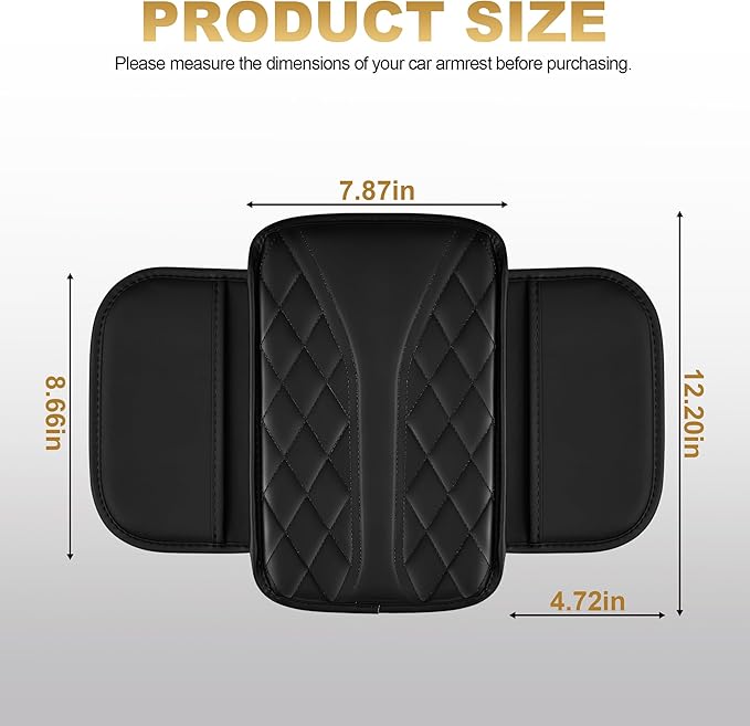 Center Console Cover Fit for TL: Scratch and Wear Resistant Console Cover Leather with 2 Storage Bags -Upgraded Armrest Coverfor Car,Anti-Scratch Auto Armrest Pad Accessory （Black