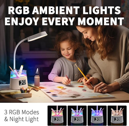 Led Desk Lamp with Pen Holder, Touch Lamps